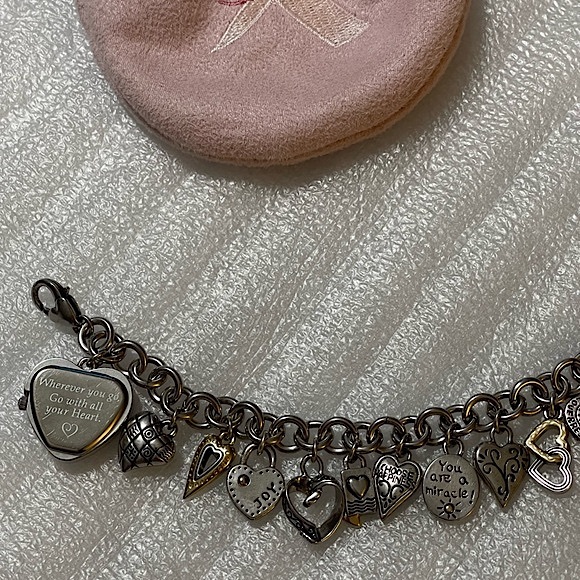 Brighton Power of Pink Breast Cancer Charm Bracelet Watch Silver Gold + Bag💞 - Picture 15 of 17